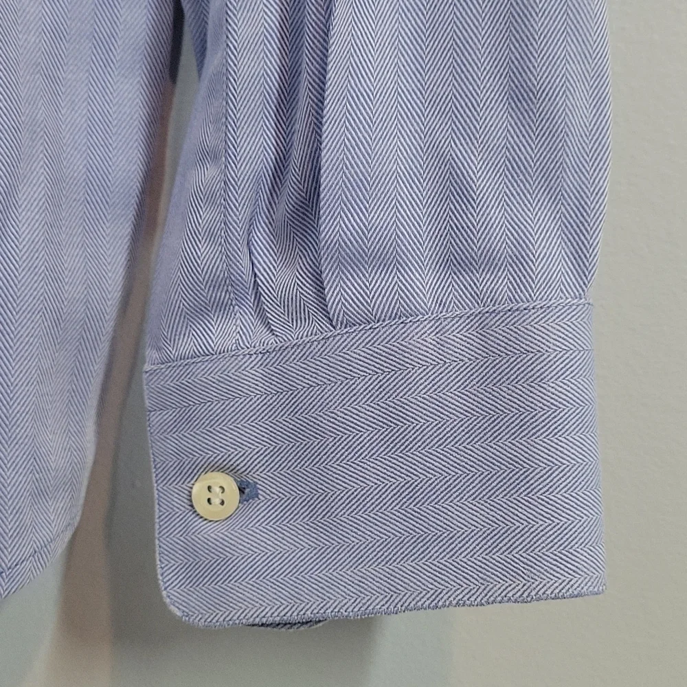 HUGO BOSS blue long sleeve button front dress shirt 16 34/35